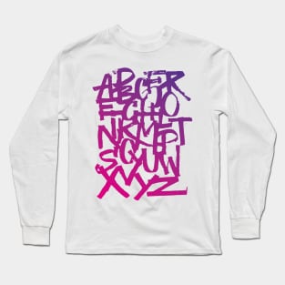 Calligraphy alphabet in a purple gradient Long Sleeve T-Shirt